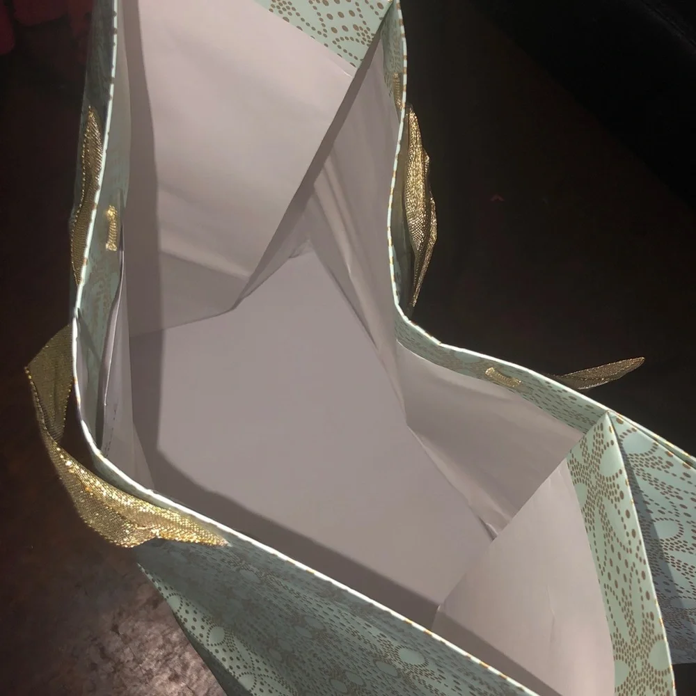 🤍 Hallmark Gold and Mint Floral Gift Bag